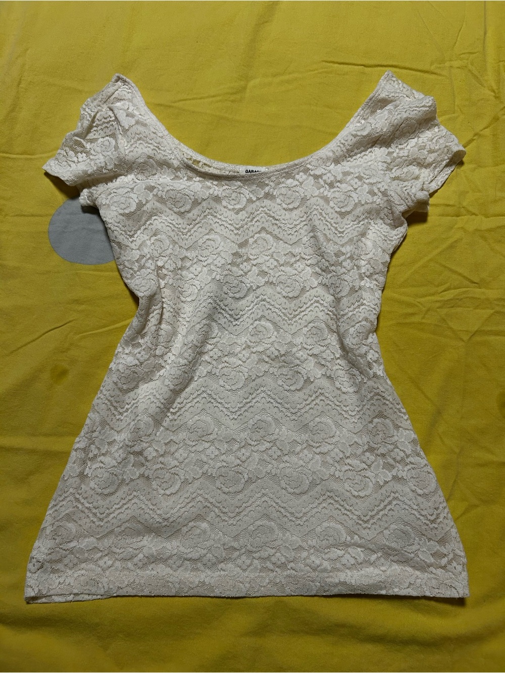 Dynamite Cream Lace Short Sleeve Scoop Neck Top